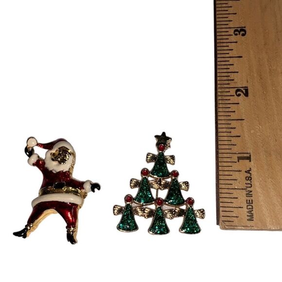 PAIR of Christmas Pins - Santa and Angel Tree Brooches - Picture 3 of 5